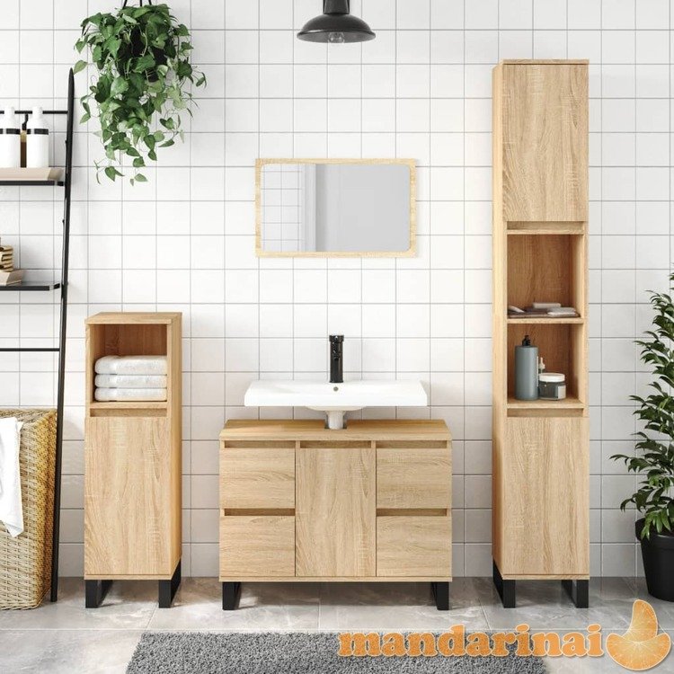 Vonios kambario spintelė, ąžuolo, 30x30x100cm, apdirbta mediena