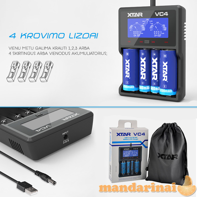 Išmanusis , Li-Ion 4x akumuliatorių įkroviklis