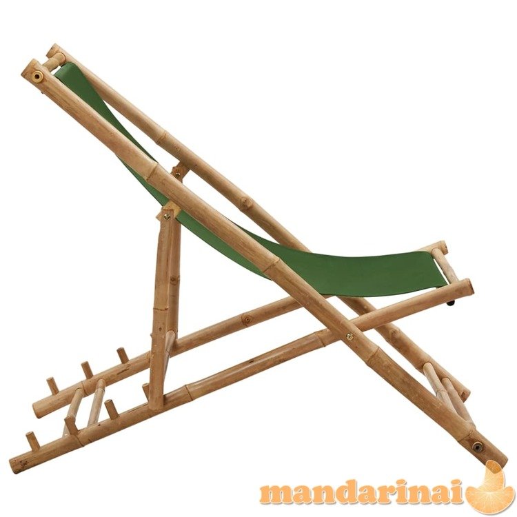 Terasos kėdė, žalios spalvos, bambukas ir drobė