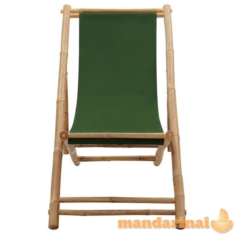 Terasos kėdė, žalios spalvos, bambukas ir drobė