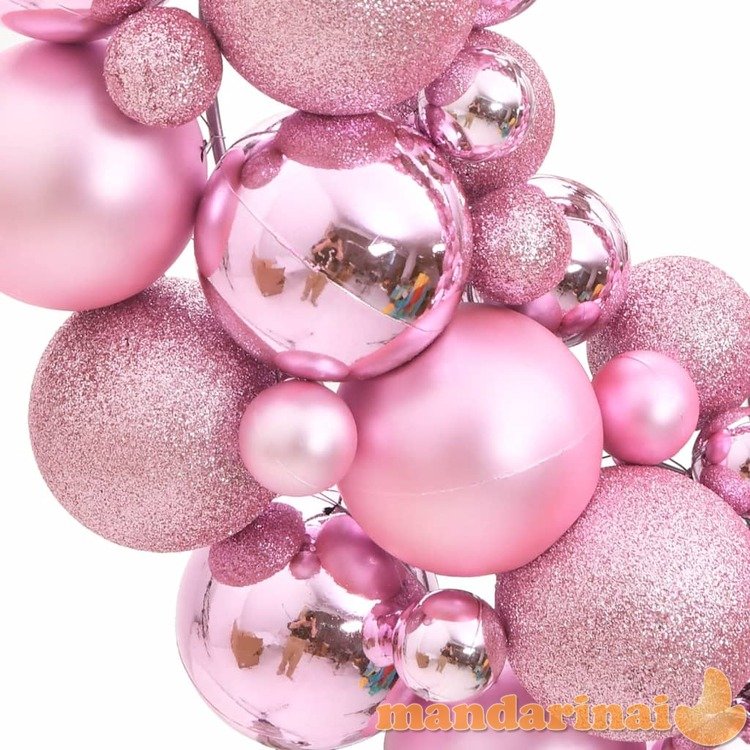 Kalėdinis vainikas, rožinės spalvos, 45cm, polistirenas