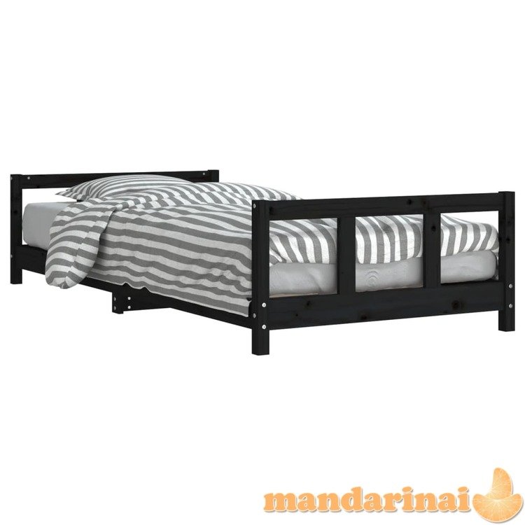 Vaikiškos lovos rėmas, juodas, 90x200cm, pušies masyvas