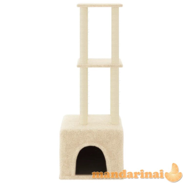Draskyklė katėms su stovais iš sizalio, kreminė, 133,5cm