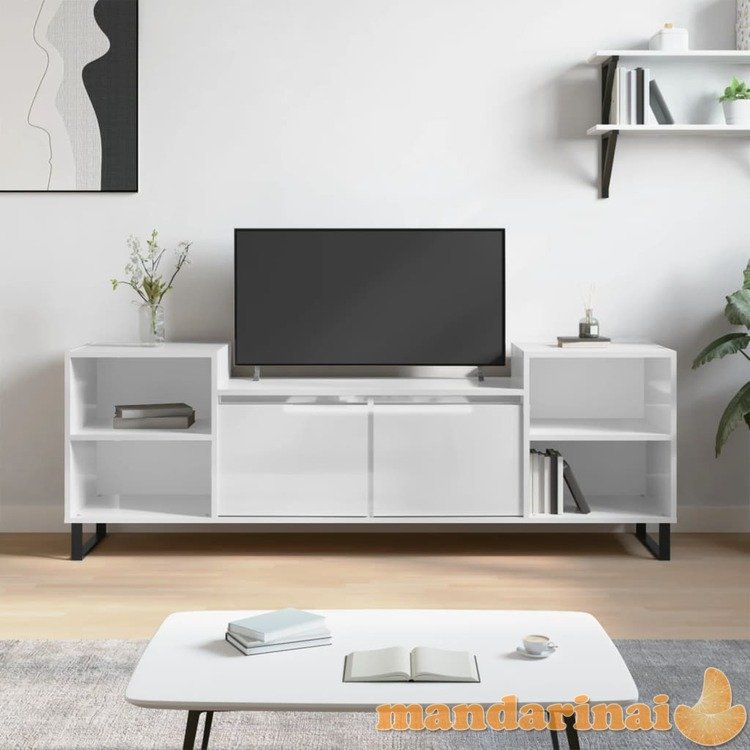 Televizoriaus spintelė, balta, 160x35x55cm, mediena, blizgi