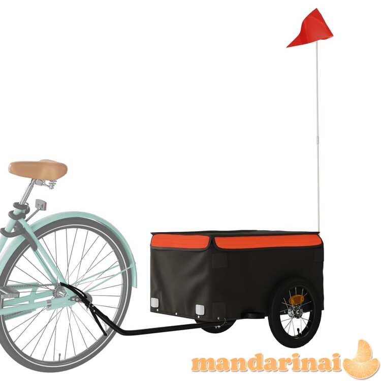 Krovininė dviračio priekaba, juoda ir oranžinė, 30kg, geležis