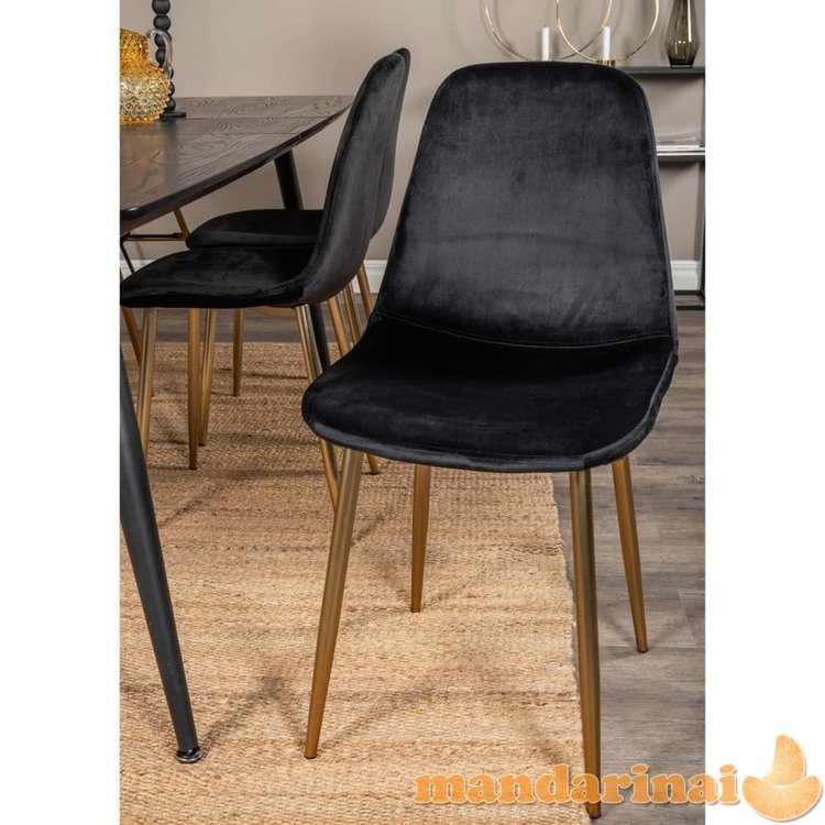 Venture home valgomojo kėdės polar, 2vnt., juodos/žalvario, aksomas