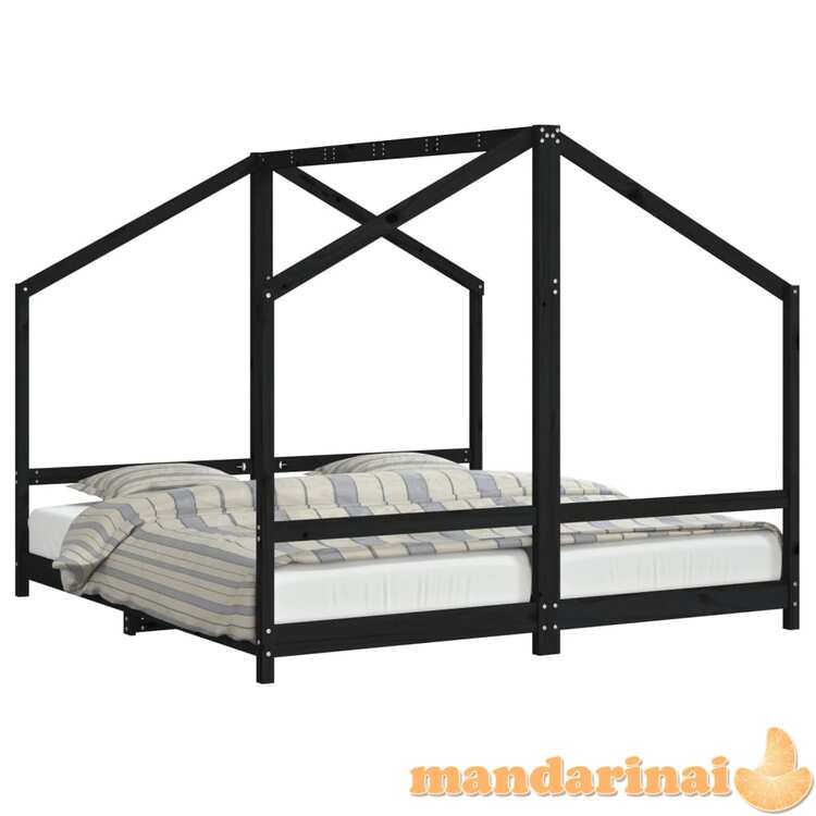 Vaikiškos lovos rėmas, juodas, 2x(90x190)cm, pušies masyvas