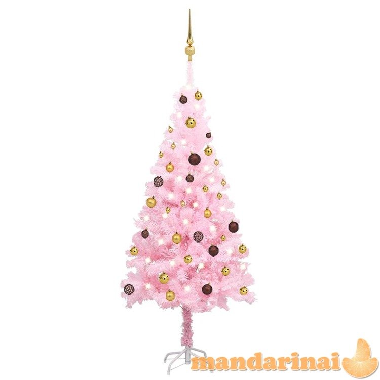 Dirbtinė kalėdų eglutė su žaisliukais, rožinė, 150cm, pvc