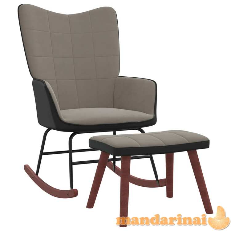 Supama kėdė su pakoja, šviesiai pilkos spalvos, aksomas ir pvc