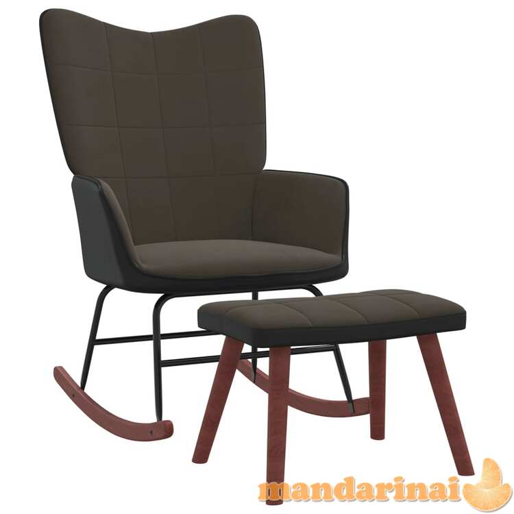 Supama kėdė su pakoja, tamsiai pilkos spalvos, aksomas ir pvc