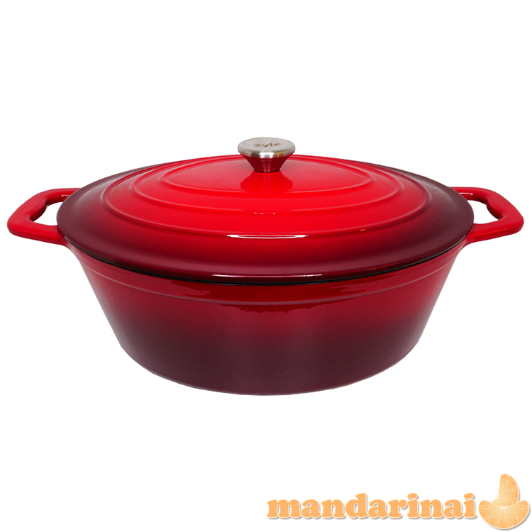 Ovalus emaliuotas ketaus puodas 