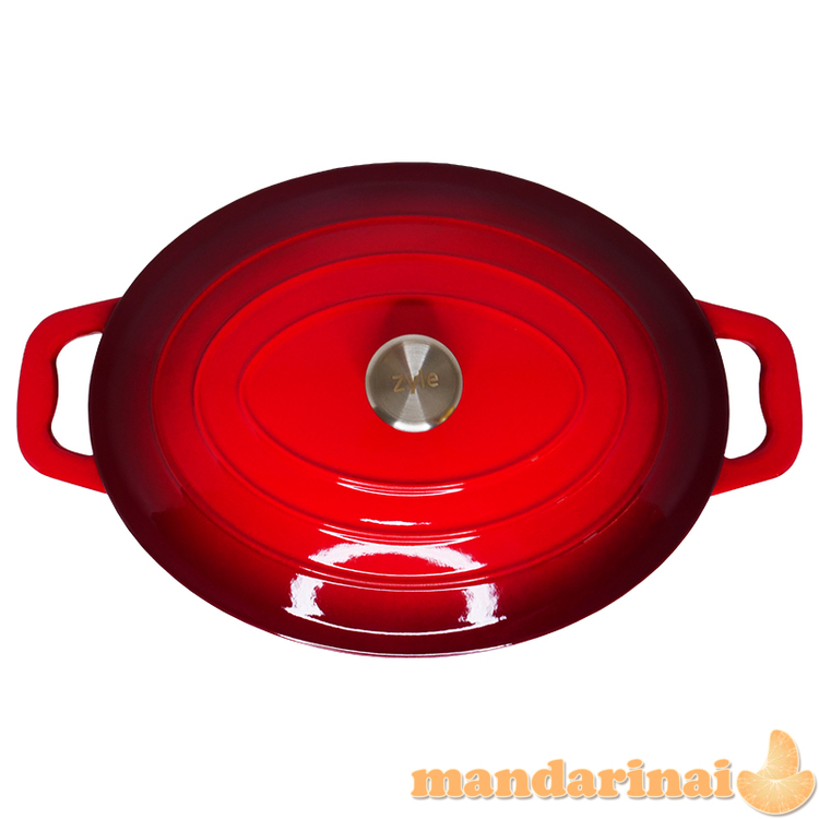 Ovalus emaliuotas ketaus puodas 