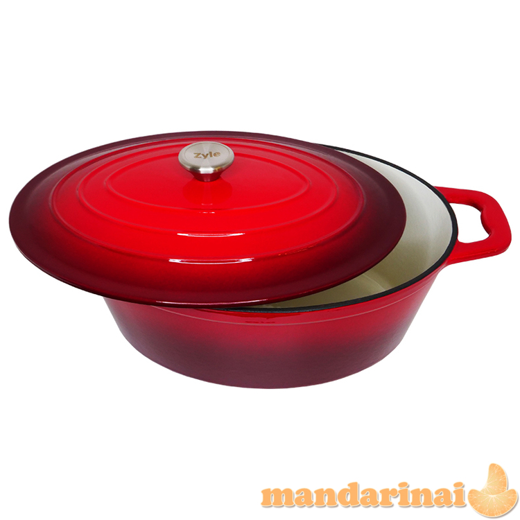 Ovalus emaliuotas ketaus puodas 