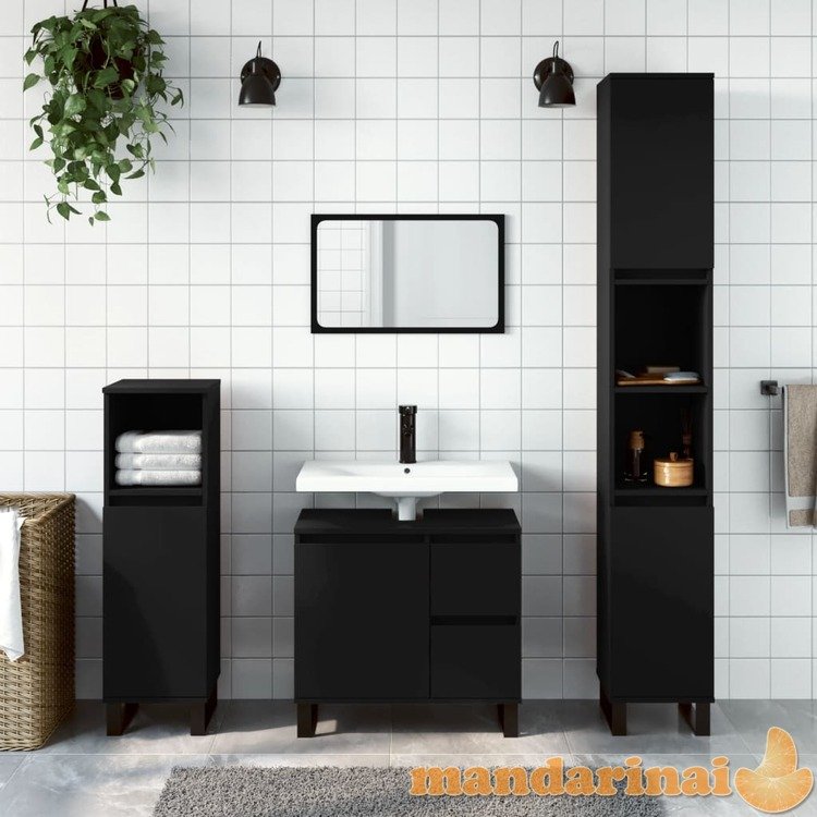Vonios kambario spintelė, juoda, 65x33x60cm, apdirbta mediena