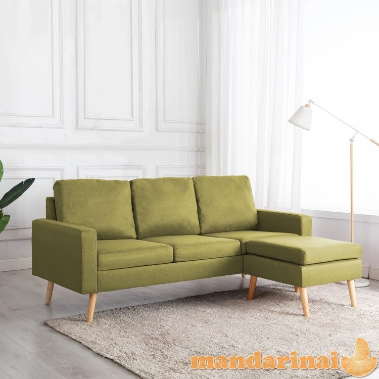 Trivietė sofa su pakoja, žalios spalvos, audinys