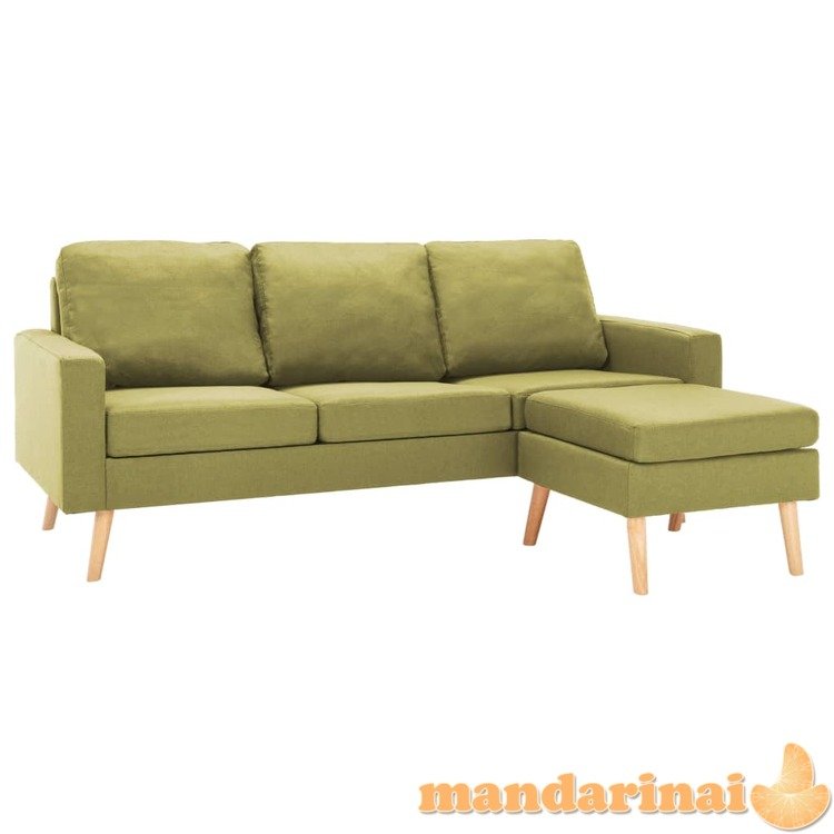 Trivietė sofa su pakoja, žalios spalvos, audinys