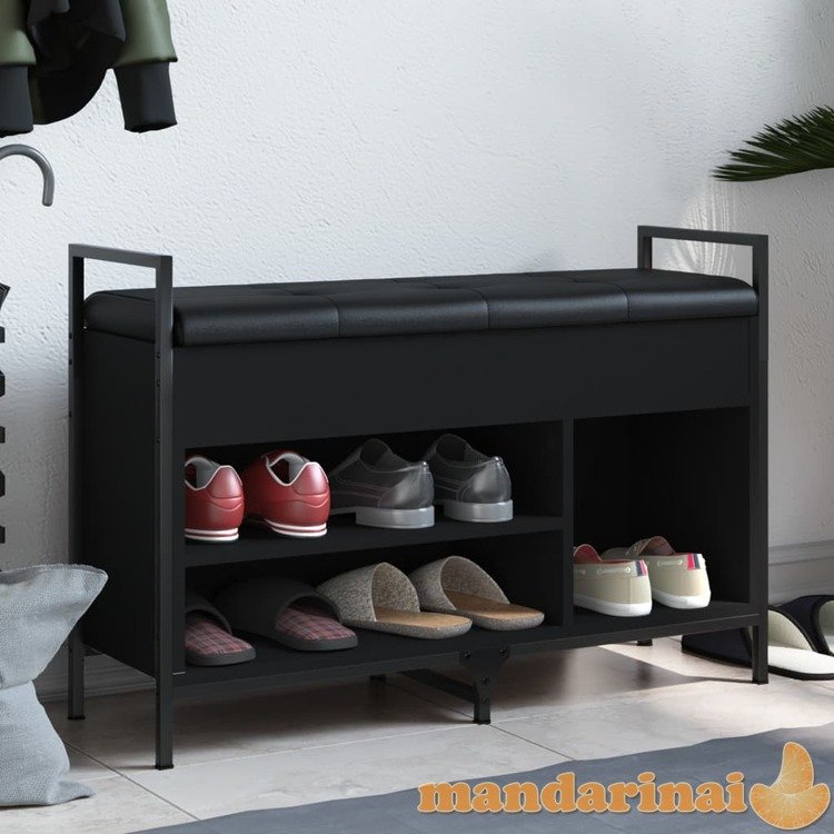 Batų suoliukas, juodas, 85,5x32x57,5cm, apdirbta mediena