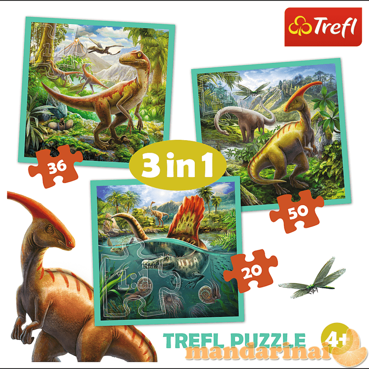 TREFL 3 dėlionių rinkinys „Dinozaurai“