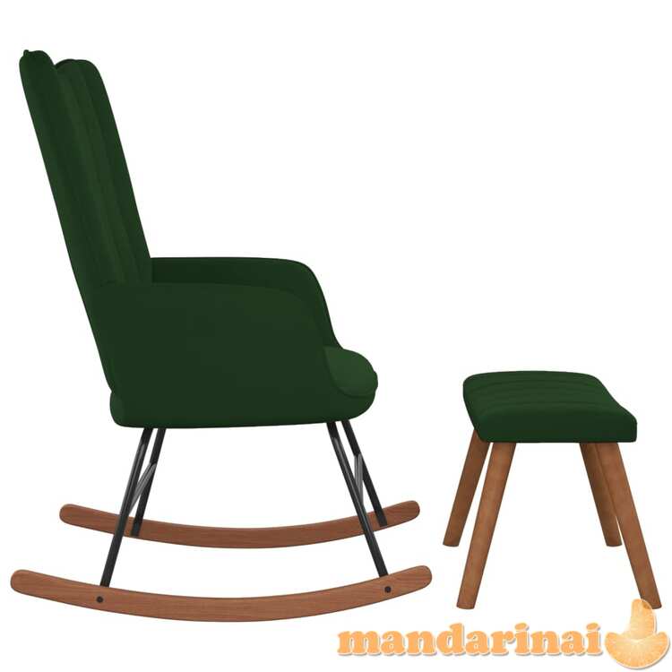 Supama kėdė su pakoja, tamsiai žalios spalvos, aksomas