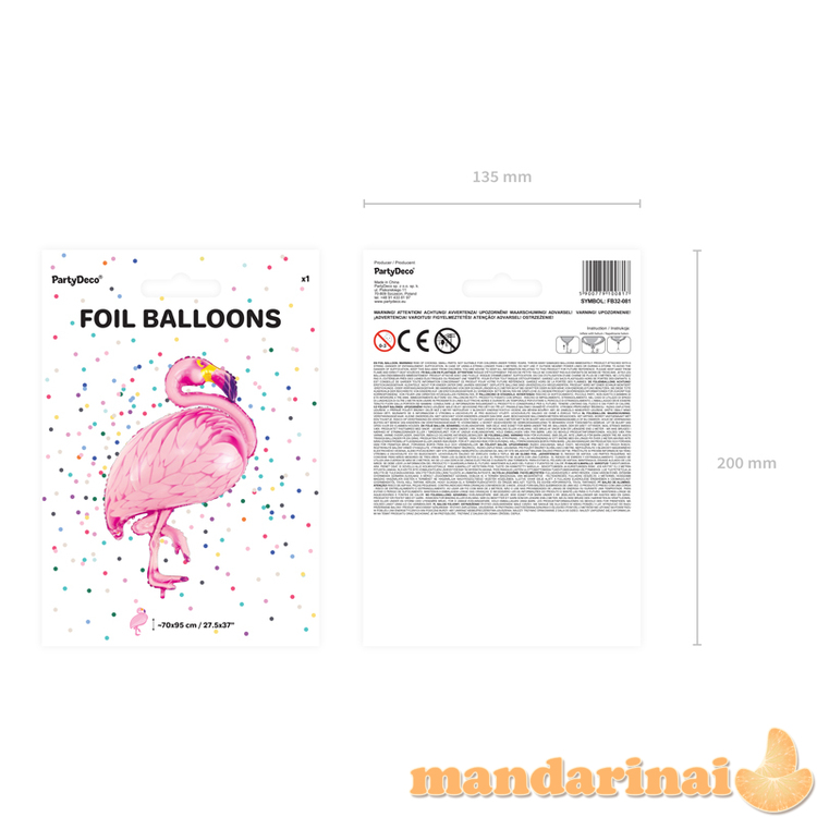 Foil balloon Flamingo, pink, 70x95cm 8