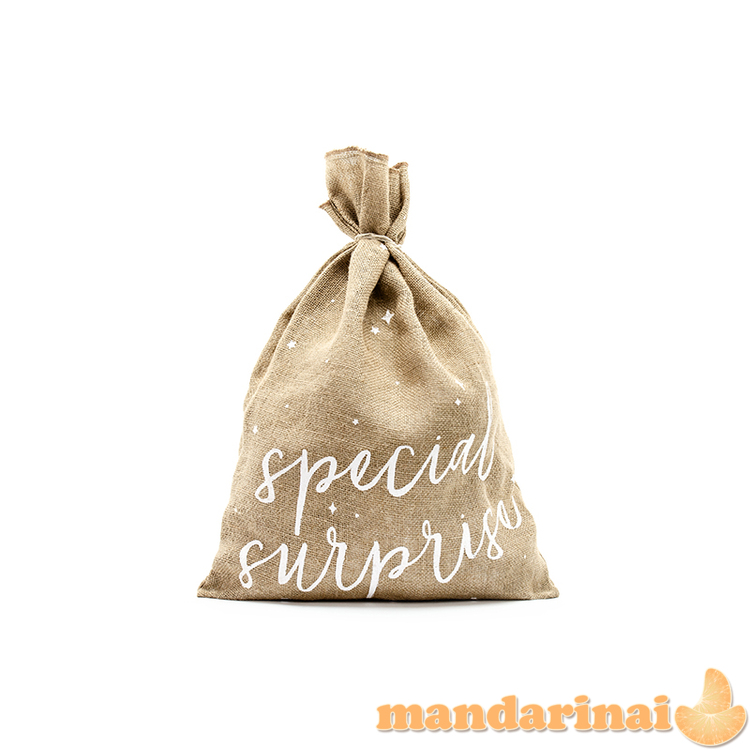 Jute sack Special Surprise, white, 40x55cm
