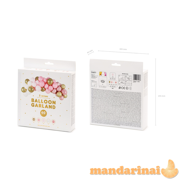Balionų girlianda 200cm - rožinė