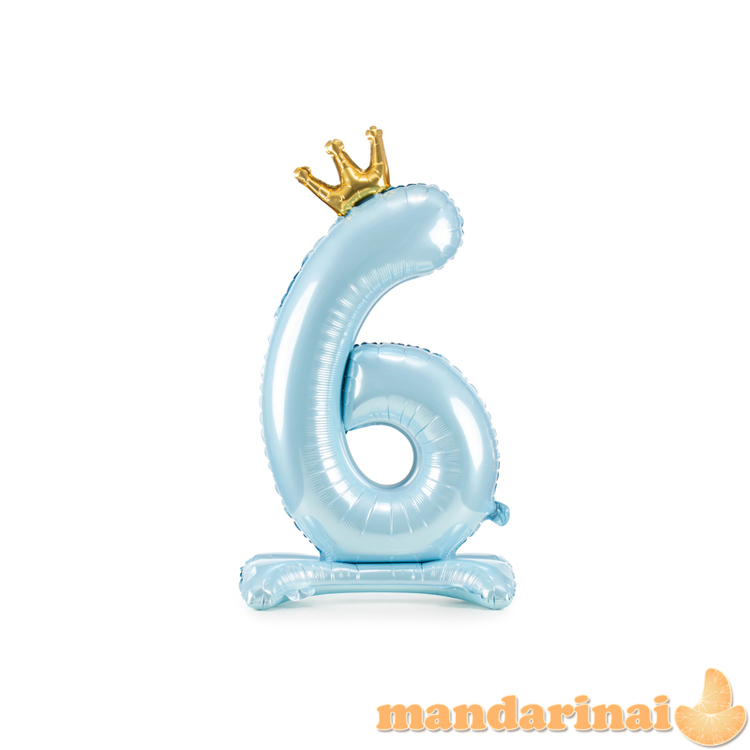 Standing foil balloon Number    6    , 84 cm,  sky-blue