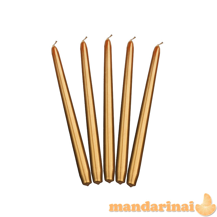 Taper candles, metallic, gold, 29cm (1 pkt / 10 pc.)