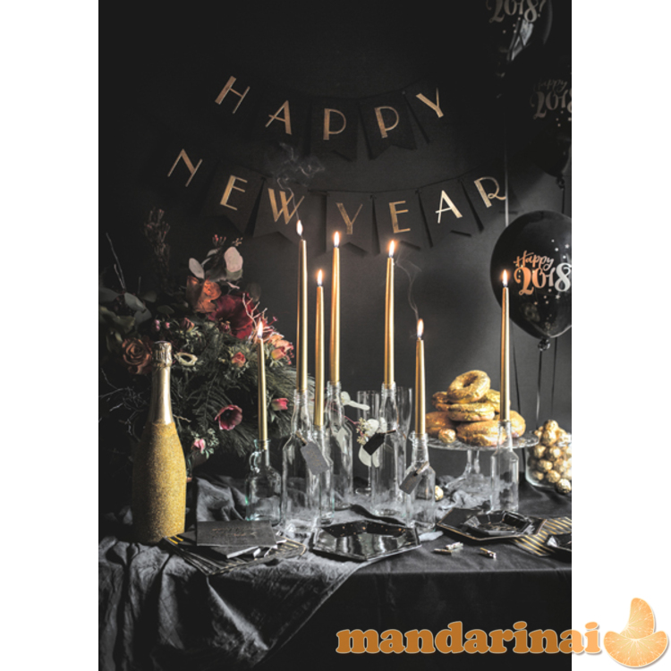 Taper candles, metallic, gold, 29cm (1 pkt / 10 pc.)