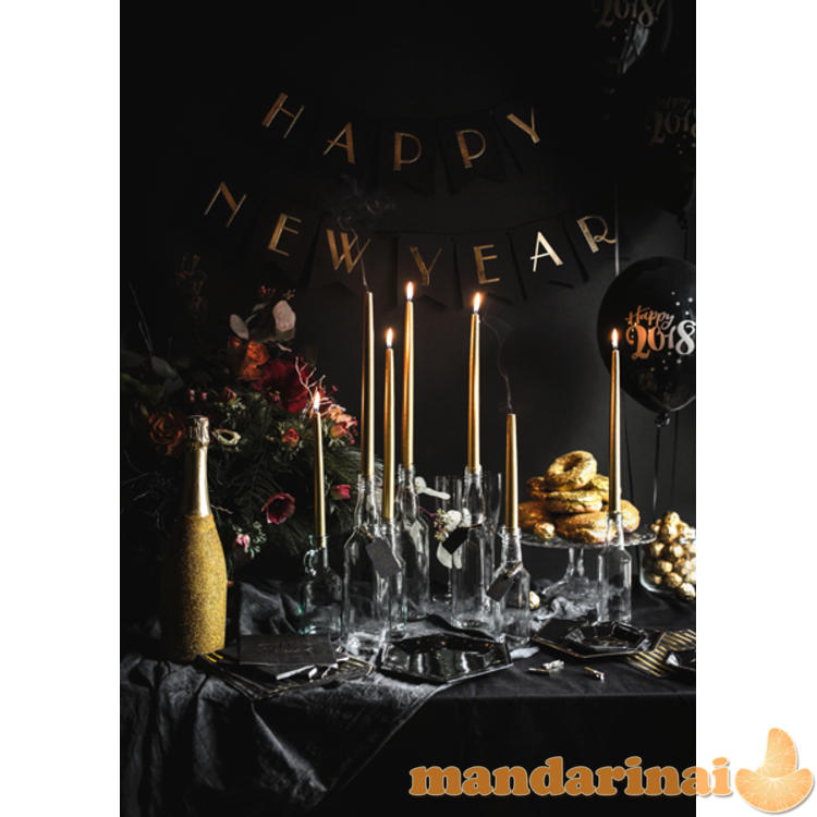 Taper candles, metallic, gold, 29cm (1 pkt / 10 pc.)