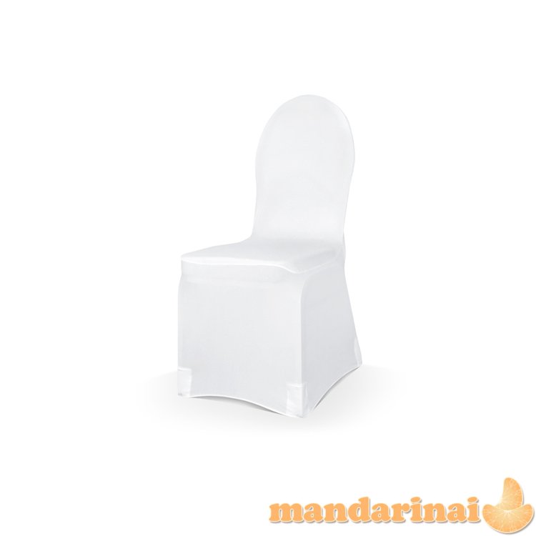 Elastic matt fabric chair cover, white