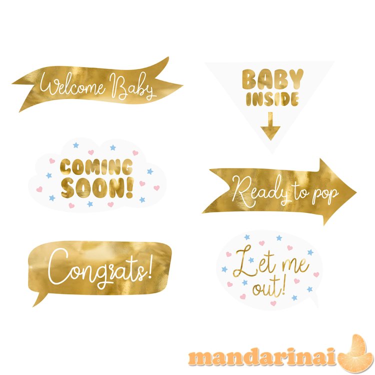 Photo props Baby shower, mix (1 pkt / 6 pc.)