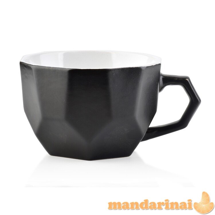 SALLY GEO juodas puodelis 450ml 12x15x auk.7.8cm