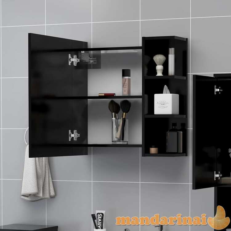 Veidrodinė vonios kambario spintelė, juoda, 62,5x20,5x64cm, mdp