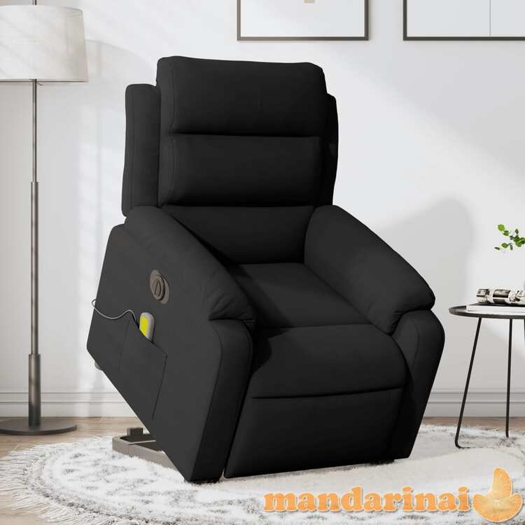 Elektrinis atsistojantis masažinis krėslas, juodas, aksomas