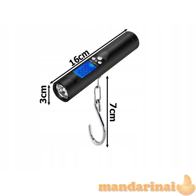 40kg.bagažo-žvejybos svarstyklės su prožektoriumi 