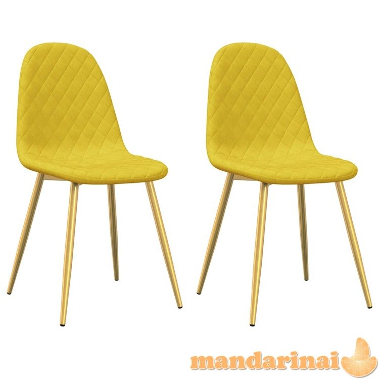 Valgomojo kėdės, 2vnt., garstyčių geltonos spalvos, aksomas