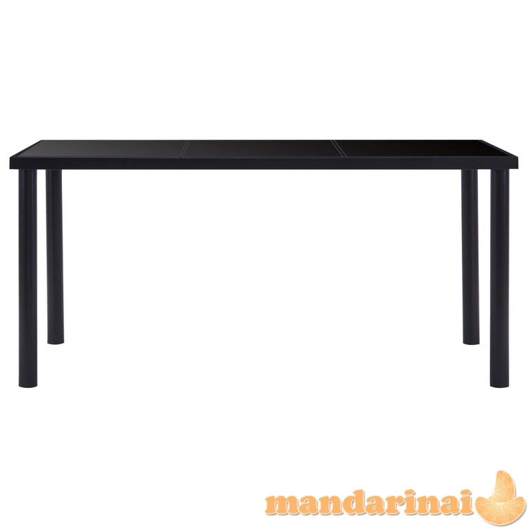 Valgomojo stalas, juodas, 160x80x75cm, grūdintas stiklas