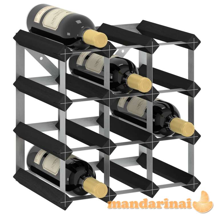Stovas vynui skirtas 12 butelių, juodas, pušies masyvas