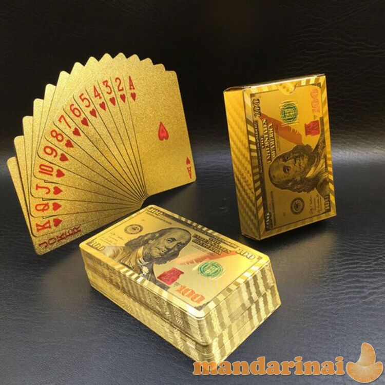 Auksu dengtų kortų kaldė su dėžute