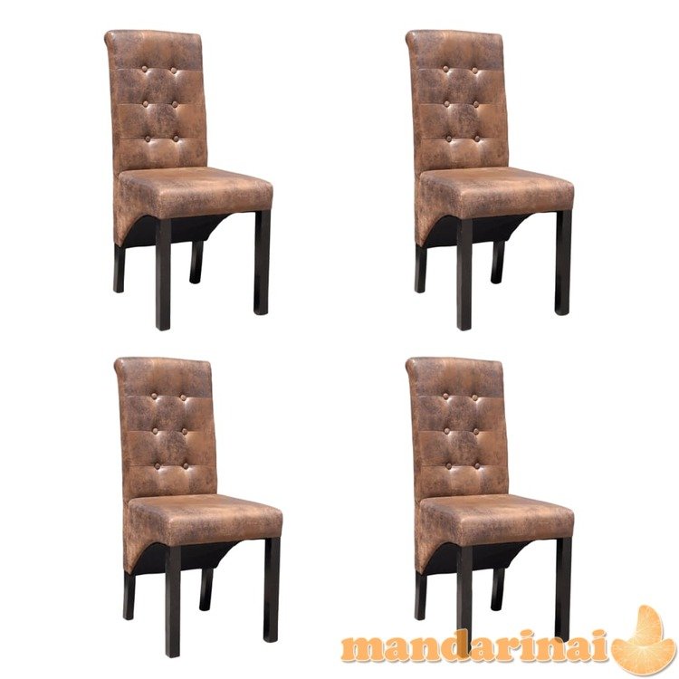Valgomojo kėdės, 4 vnt., rudos, dirbtinė oda