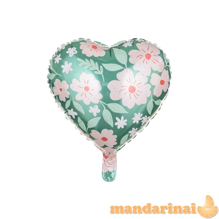 Foil balloons Heart with flowers, 45 cm, mix