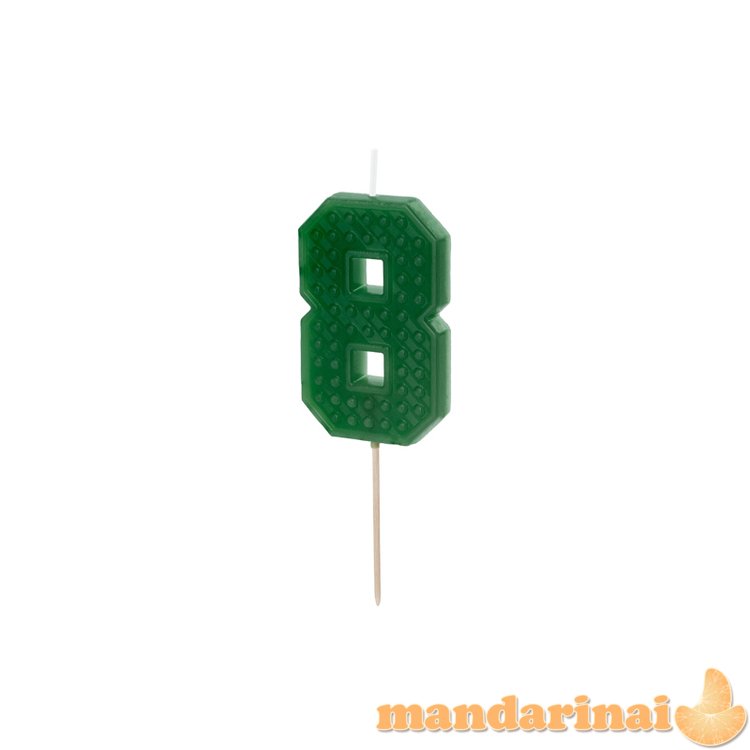 Birthday candle Number 8, 6 cm, green