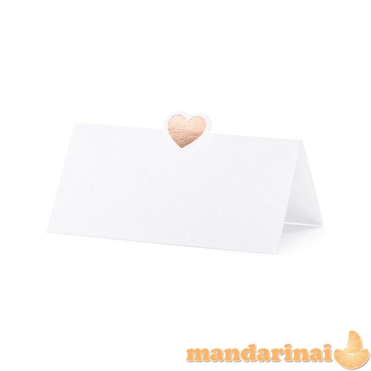 Place cards - Heart, rose gold, 10x5cm (1 pkt / 10 pc.)