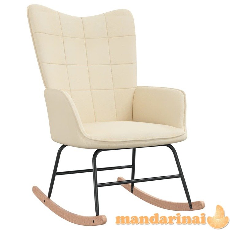 Supama kėdė su pakoja, kreminės spalvos, audinys