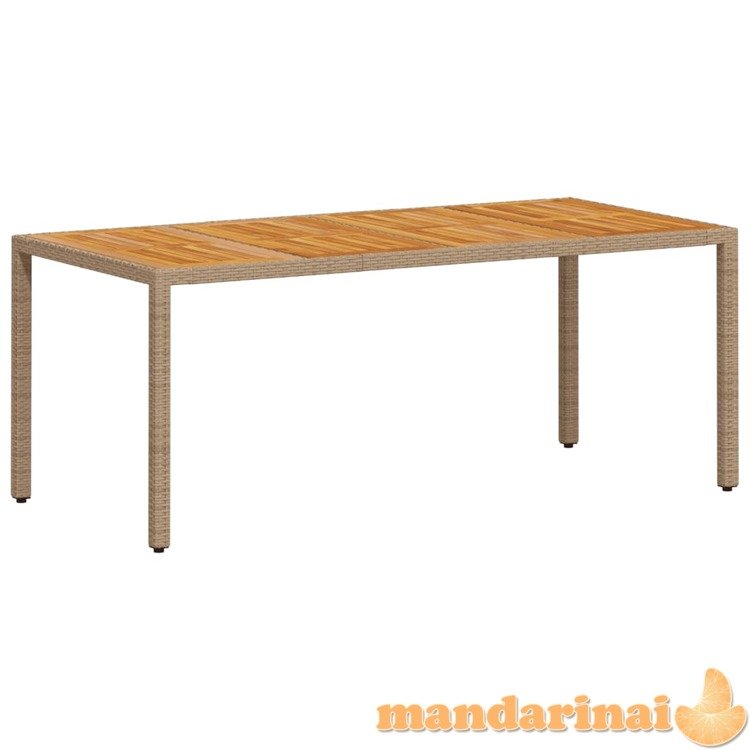 Sodo stalas, smėlio, 190x90x75cm, poliratanas ir akacija