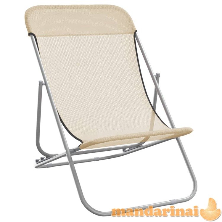 Paplūdimio kėdės, 2vnt., kreminės, tekstilenas ir plienas
