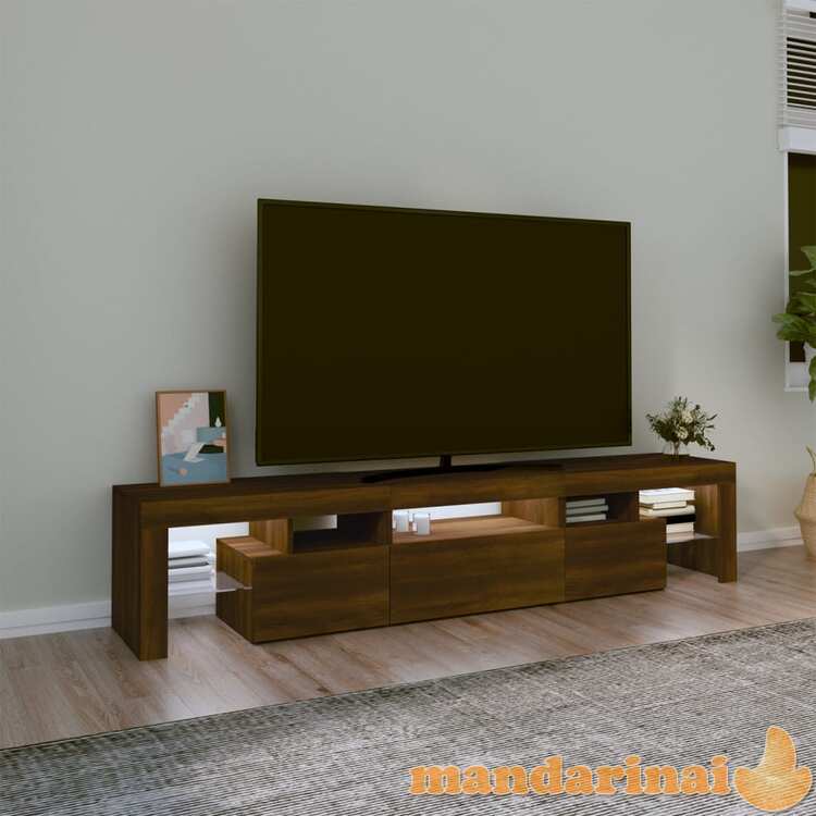 Televizoriaus spintelė su led, ruda ąžuolo, 200x36,5x40cm