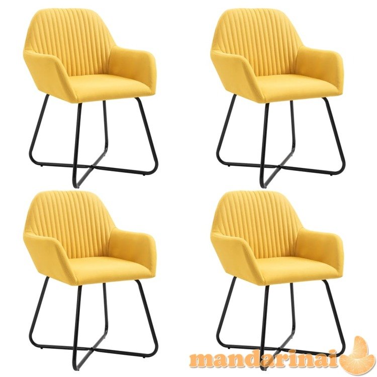 Valgomojo kėdės, 4vnt., geltonos spalvos, audinys