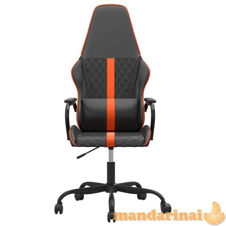 Masažinė žaidimų kėdė, oranžinė ir juoda, dirbtinė oda